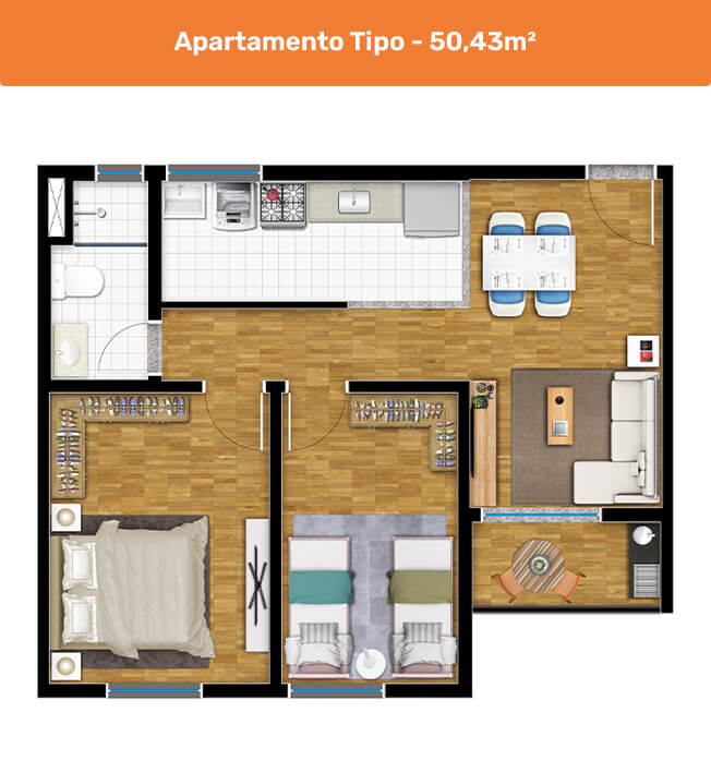 Apartamento Tipo - 50,43m²